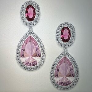ELIOT DANORI Silver Tone Teardrop Earrings - Pink and Ruby Teardrop Earrings NWT